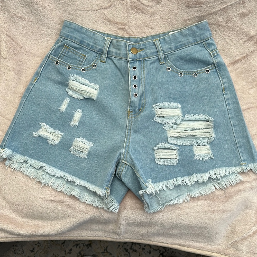 SHEIN shorts- size S with cutouts and grommets.